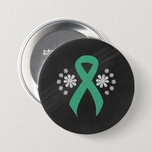 Chalkboard Mint Awareness Green Ribbon Ronde Button 7,6 Cm (Voorkant /achterkant)