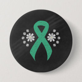 Chalkboard Mint Awareness Green Ribbon Ronde Button 7,6 Cm