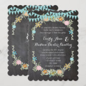 Chalkboard Mint Bunting Pennant Garland Wedding Kaart (Voorkant / Achterkant)