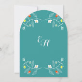 Chalkboard Mint en Coral Floral Garland Wedding Kaart (Achterkant)