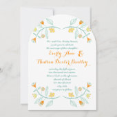 Chalkboard Mint en Oranje Floral Garland Wedding Kaart (Voorkant)