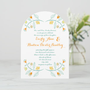 Chalkboard Mint en Oranje Floral Garland Wedding Kaart