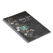 chalkboard mint floral girly gepersonaliseerd notitieboek (Rechterzijde)