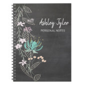 chalkboard mint floral girly gepersonaliseerd notitieboek (Voorkant)