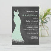 Chalkboard Mint Green Bridal Shower Invitation Kaart (Staand voorkant)
