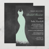 Chalkboard Mint Green Bridal Shower Invitation Kaart (Voorkant / Achterkant)