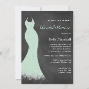 Chalkboard Mint Green Bridal Shower Invitation Kaart