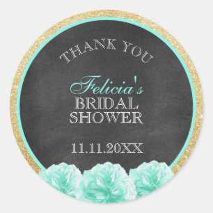 Chalkboard Mint Green Gold Glitter Vrijgezellenfee Ronde Sticker
