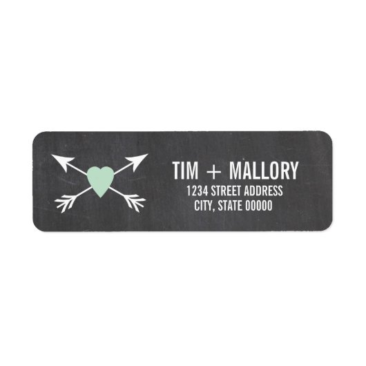 Chalkboard Mint Heart + Arrow | Weddenschappen Etiket (Voorkant)