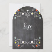 Chalkboard Mint Oranje Floral Garland Wedding Kaart (Achterkant)