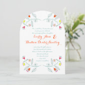 Chalkboard Mint Oranje Red Floral Garland Wedding Kaart (Staand voorkant)