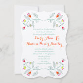 Chalkboard Mint Oranje Red Floral Garland Wedding Kaart (Voorkant)