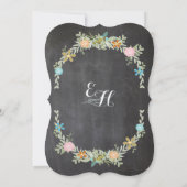 Chalkboard Mint Pink Aqua Floral Garland Wedding Kaart (Achterkant)