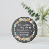 Chalkboard Mint Pink Aqua Floral Garland Wedding Save The Date (Staand voorkant)