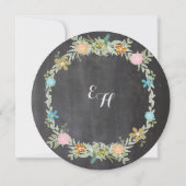 Chalkboard Mint Pink Aqua Floral Garland Wedding Save The Date (Achterkant)