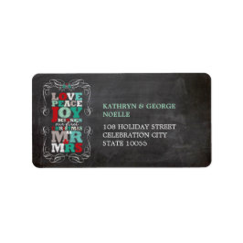 Chalkboard Mistletoe  1e kerstadres Etiket