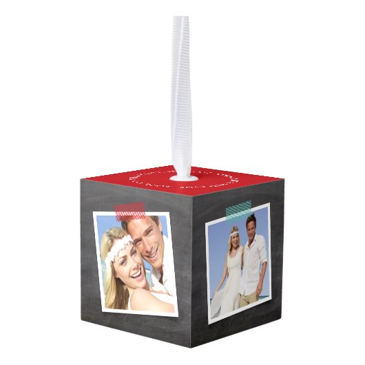 Chalkboard Mistletoe  Eerste Kerstfoto Decoratie (Achter hoekig)