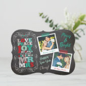 Chalkboard Mistletoe  Eerste Kerstfoto Feestdagenkaart (Staand voorkant)