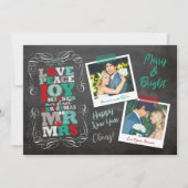 Chalkboard Mistletoe Eerste Kerstfoto Feestdagenkaart (Voorkant)