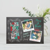 Chalkboard Mistletoe Eerste Kerstfoto Feestdagenkaart (Staand voorkant)