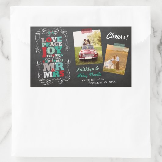 Chalkboard Mistletoe  Eerste Kerstfoto Rechthoekige Sticker (Tas)