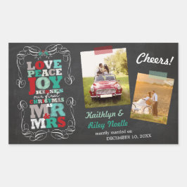 Chalkboard Mistletoe  Eerste Kerstfoto Rechthoekige Sticker