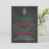 Chalkboard Mistletoe Holiday Party Kaart (Staand voorkant)