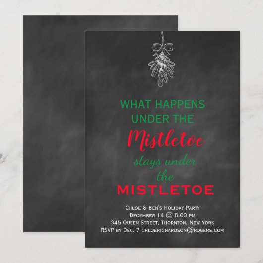 Chalkboard Mistletoe Holiday Party Kaart (Voorkant / Achterkant)