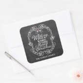Chalkboard Mistletoes White Script Merry Kerstmis Vierkante Sticker (Envelop)