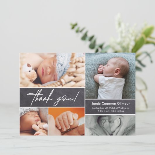 Chalkboard Modern Custom Photo Hand-lettered Bedankkaart (Staand voorkant)