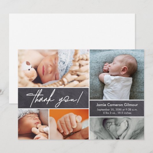 Chalkboard Modern Custom Photo Hand-lettered Bedankkaart (Voorkant / Achterkant)