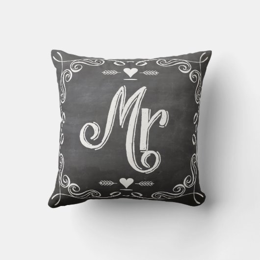 Chalkboard  Modern de heer Groom Pillow Kussen (Achterkant)