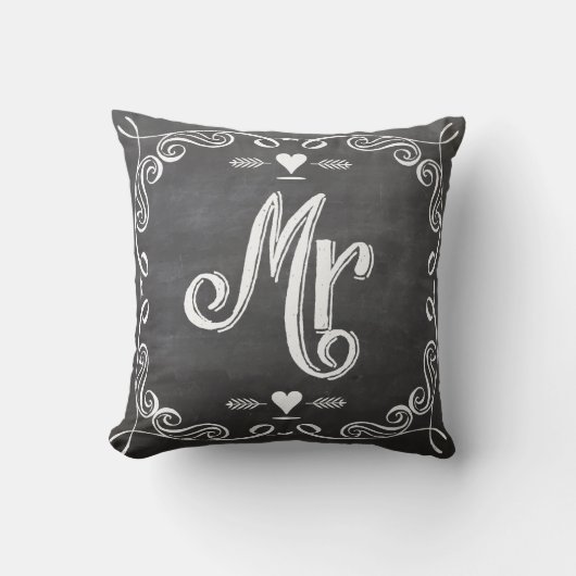 Chalkboard  Modern de heer Groom Pillow Kussen (Voorkant)