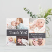 Chalkboard Modern Foto 2e Baby shower Bedankkaart (Staand voorkant)
