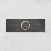 Chalkboard Modern Gold Circle Accent Monogram Mini Visitekaartje (Voorkant)