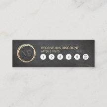 Chalkboard Modern Gold Circle Monogram Loyalty