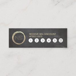 Chalkboard Modern Gold Circle Monogram Loyalty Mini Visitekaartje
