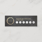 Chalkboard Modern Gold Circle Monogram Loyalty Mini Visitekaartje (Voorkant)