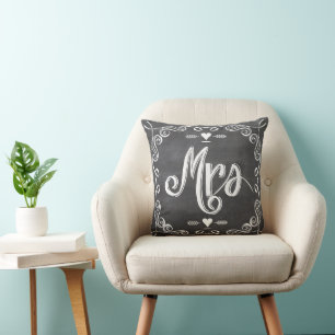 Chalkboard  Modern mevrouw Bride Pillow Kussen