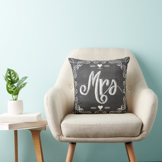 Chalkboard  Modern mevrouw Bride Pillow Kussen (Stoel)
