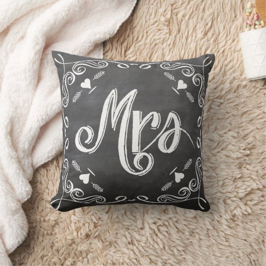 Chalkboard  Modern mevrouw Brides Pillow Kussen (Deken)