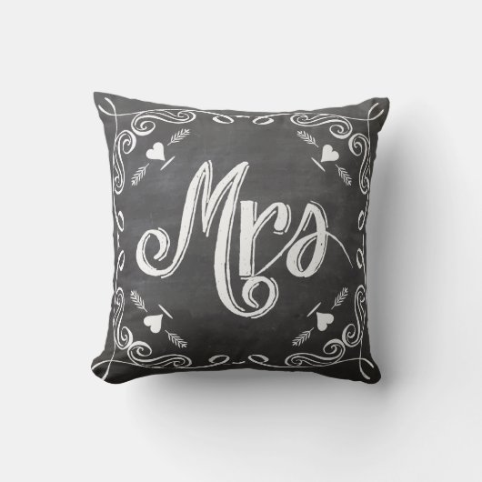 Chalkboard  Modern mevrouw Brides Pillow Kussen (Voorkant)