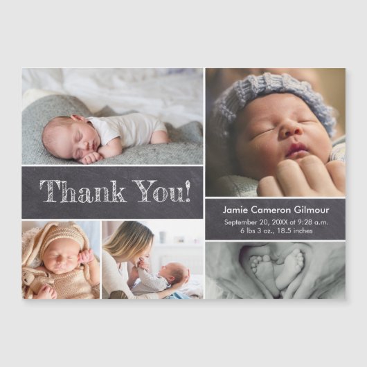 Chalkboard Modern Photos Baby shower Hartelijk dan (Voorkant)