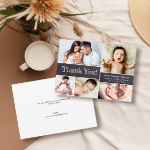 Chalkboard Modern Photos Baby shower Hartelijk dan Bedankkaart