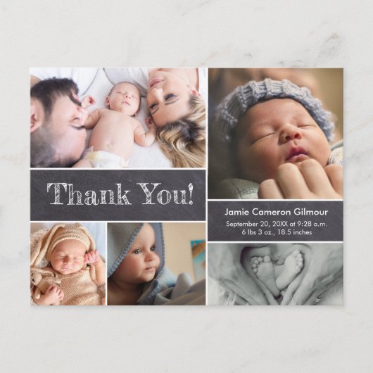 Chalkboard Modern Photos Baby shower Hartelijk dan Briefkaart (Voorkant)