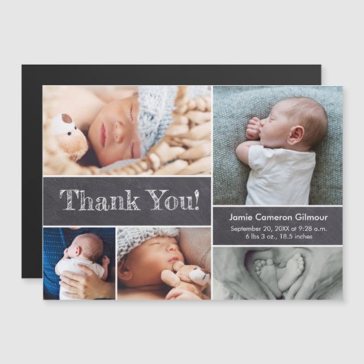 Chalkboard Modern Photos Baby shower Hartelijk dan Magnetische Uitnodiging (Voorkant / Achterkant)