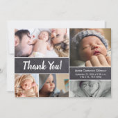 Chalkboard Modern Script Photos Baby boy Shower Aankondiging (Voorkant)