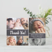 Chalkboard Modern Script Photos Baby boy Shower Aankondiging (Staand voorkant)