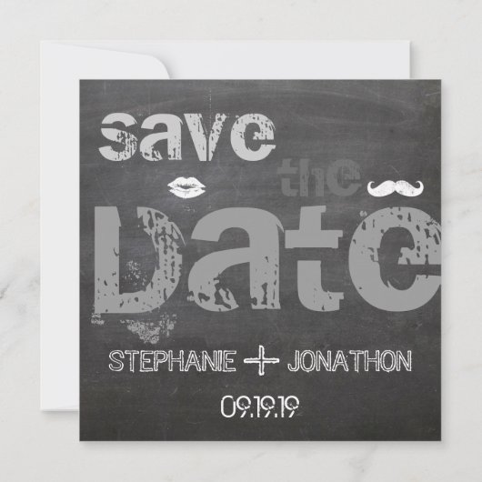 Chalkboard  Modern sparen de Datum Save The Date (Achterkant)