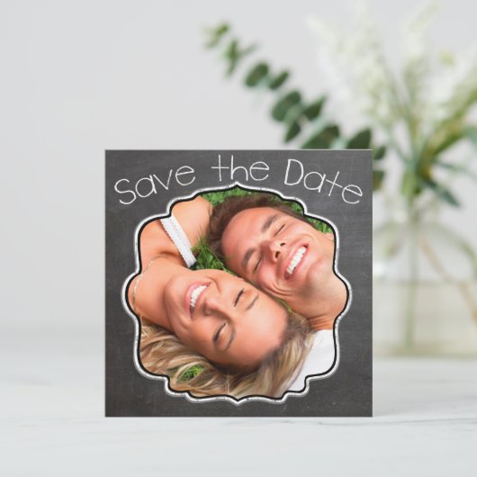 Chalkboard Modern sparen de Datum Save The Date (Staand voorkant)